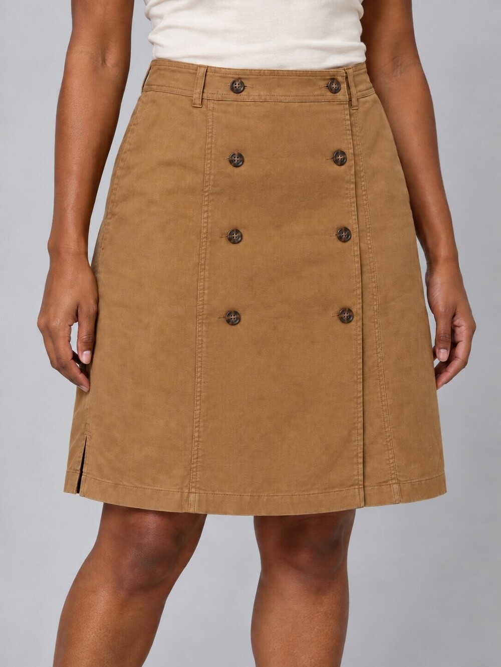 Pendleton 10P Tan Linen Blend Double Button Front Skirt